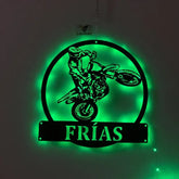 Custom Dirt Bike Metal Wall Art With Led Lights, Metal Motocross Sign, Personalized Biker Name Metal Sign, Motorcross Metal Wall Decor